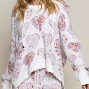 Pink and White Heart Hoodie - Purchase at www.uppercityboutique.ca